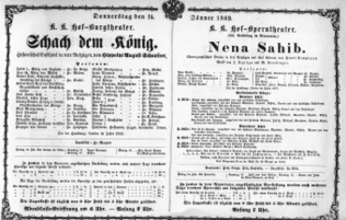 Theaterzettel (Oper und Burgtheater in Wien) 18690114 Seite: 1