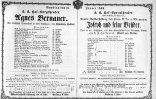Theaterzettel (Oper und Burgtheater in Wien) 18690116 Seite: 1