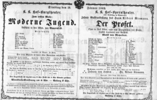 Theaterzettel (Oper und Burgtheater in Wien) 18690119 Seite: 1