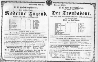 Theaterzettel (Oper und Burgtheater in Wien) 18690120 Seite: 1