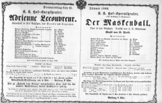 Theaterzettel (Oper und Burgtheater in Wien) 18690121 Seite: 1