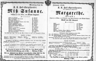 Theaterzettel (Oper und Burgtheater in Wien) 18690125 Seite: 1