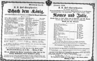 Theaterzettel (Oper und Burgtheater in Wien) 18690127 Seite: 1