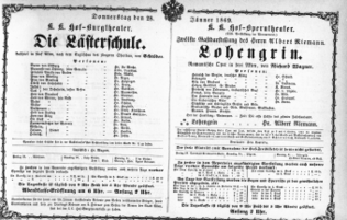 Theaterzettel (Oper und Burgtheater in Wien) 18690128 Seite: 1