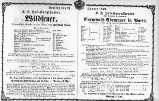 Theaterzettel (Oper und Burgtheater in Wien) 18690129 Seite: 1