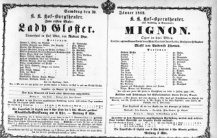 Theaterzettel (Oper und Burgtheater in Wien) 18690130 Seite: 1
