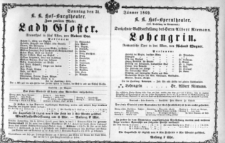 Theaterzettel (Oper und Burgtheater in Wien) 18690131 Seite: 1