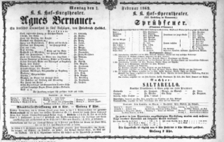 Theaterzettel (Oper und Burgtheater in Wien) 18690201 Seite: 1