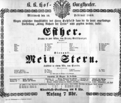 Theaterzettel (Oper und Burgtheater in Wien) 18690210 Seite: 1