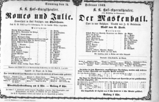 Theaterzettel (Oper und Burgtheater in Wien) 18690214 Seite: 1