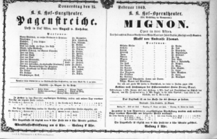Theaterzettel (Oper und Burgtheater in Wien) 18690225 Seite: 1