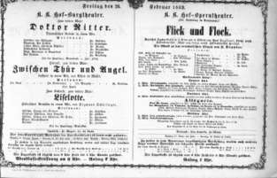 Theaterzettel (Oper und Burgtheater in Wien) 18690226 Seite: 1