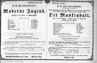 Theaterzettel (Oper und Burgtheater in Wien) 18690227 Seite: 1