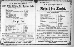 Theaterzettel (Oper und Burgtheater in Wien) 18690228 Seite: 1