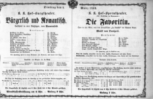 Theaterzettel (Oper und Burgtheater in Wien) 18690302 Seite: 1