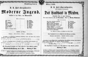 Theaterzettel (Oper und Burgtheater in Wien) 18690306 Seite: 1