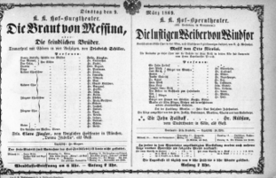 Theaterzettel (Oper und Burgtheater in Wien) 18690309 Seite: 1