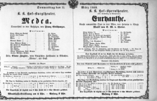 Theaterzettel (Oper und Burgtheater in Wien) 18690311 Seite: 1