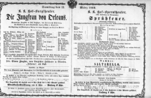 Theaterzettel (Oper und Burgtheater in Wien) 18690313 Seite: 1