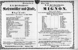 Theaterzettel (Oper und Burgtheater in Wien) 18690315 Seite: 1