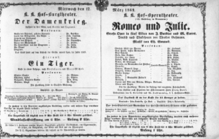 Theaterzettel (Oper und Burgtheater in Wien) 18690317 Seite: 1