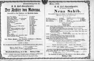 Theaterzettel (Oper und Burgtheater in Wien) 18690318 Seite: 1