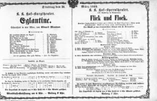 Theaterzettel (Oper und Burgtheater in Wien) 18690330 Seite: 1