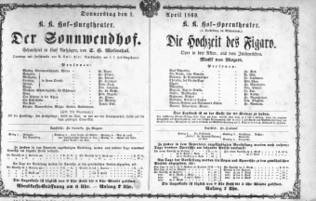 Theaterzettel (Oper und Burgtheater in Wien) 18690401 Seite: 1