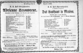 Theaterzettel (Oper und Burgtheater in Wien) 18690406 Seite: 1