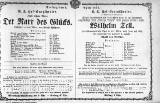 Theaterzettel (Oper und Burgtheater in Wien) 18690409 Seite: 1