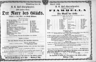 Theaterzettel (Oper und Burgtheater in Wien) 18690410 Seite: 1