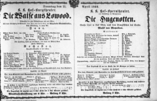 Theaterzettel (Oper und Burgtheater in Wien) 18690411 Seite: 1
