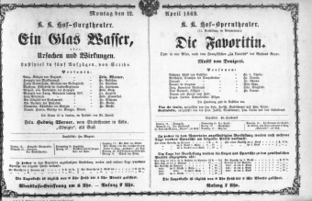 Theaterzettel (Oper und Burgtheater in Wien) 18690412 Seite: 1