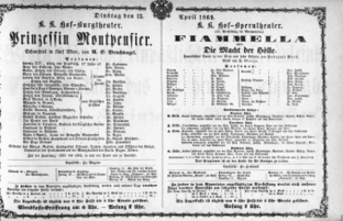 Theaterzettel (Oper und Burgtheater in Wien) 18690413 Seite: 1