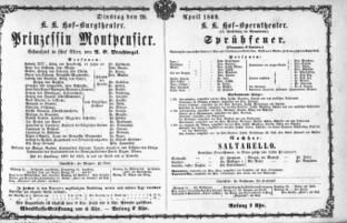 Theaterzettel (Oper und Burgtheater in Wien) 18690420 Seite: 1