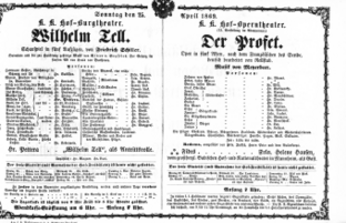 Theaterzettel (Oper und Burgtheater in Wien) 18690425 Seite: 1