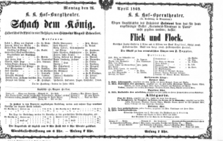Theaterzettel (Oper und Burgtheater in Wien) 18690426 Seite: 1