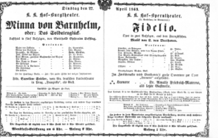 Theaterzettel (Oper und Burgtheater in Wien) 18690427 Seite: 1