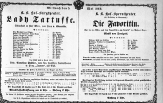 Theaterzettel (Oper und Burgtheater in Wien) 18690505 Seite: 1