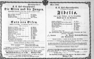 Theaterzettel (Oper und Burgtheater in Wien) 18690507 Seite: 1