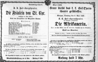 Theaterzettel (Oper und Burgtheater in Wien) 18690508 Seite: 1