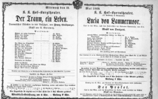 Theaterzettel (Oper und Burgtheater in Wien) 18690512 Seite: 1