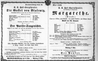 Theaterzettel (Oper und Burgtheater in Wien) 18690513 Seite: 1