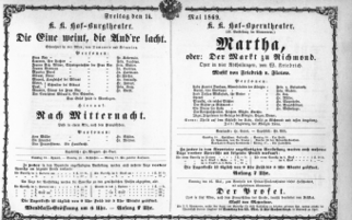 Theaterzettel (Oper und Burgtheater in Wien) 18690514 Seite: 1