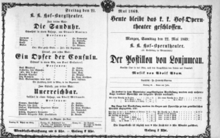 Theaterzettel (Oper und Burgtheater in Wien) 18690521 Seite: 1