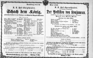 Theaterzettel (Oper und Burgtheater in Wien) 18690522 Seite: 1