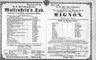 Theaterzettel (Oper und Burgtheater in Wien) 18690523 Seite: 1