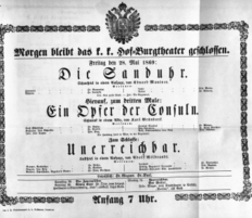 Theaterzettel (Oper und Burgtheater in Wien) 18690528 Seite: 1