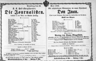 Theaterzettel (Oper und Burgtheater in Wien) 18690529 Seite: 1