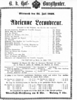 Theaterzettel (Oper und Burgtheater in Wien) 18690721 Seite: 1